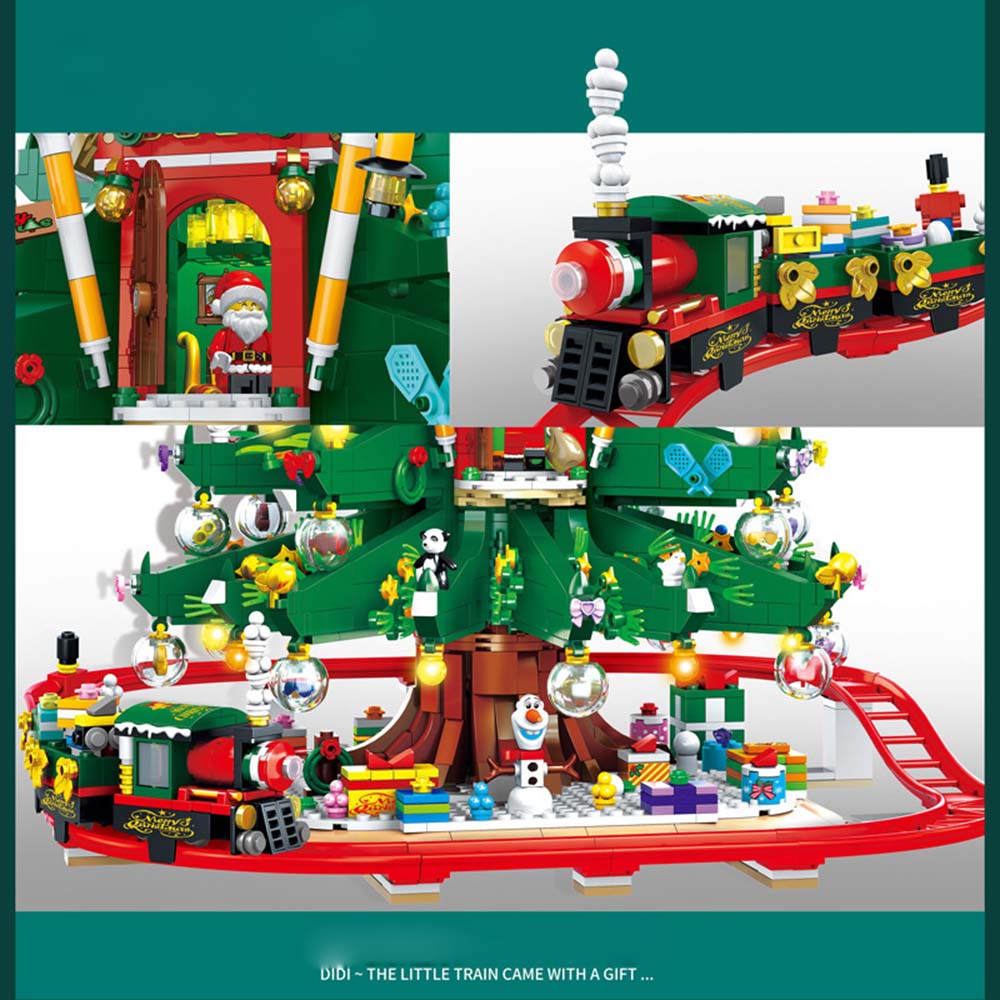 Weihnachtsbaum Weihnachtszug für Lego Weihnachten 2024, Festlicher Weihnachtszug ModeII, 2126 TeiIe Bausatz Kompatibel mit Lego Weihnachten, Weihnachten Geschenk