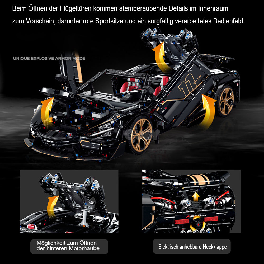 Technik Auto für McLaren 720S Modell, 3650+ Teile Technik Auto Technik Sportwagen, 1:8 Groß MOC Technik Auto Modell Bauset Kompatibel mit Technik Auto, G-10625