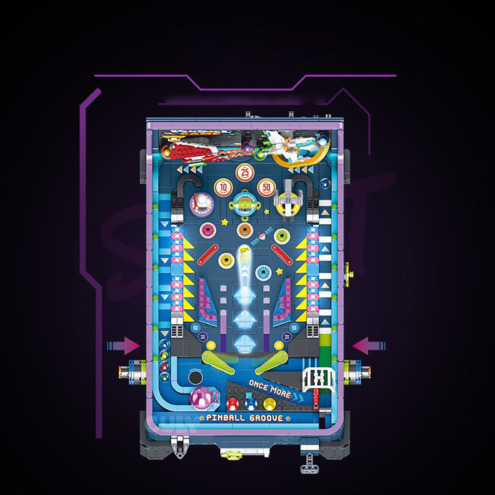 Technik Pinball Game Bausatz, 2309 Teile Technik Pinball mit LED, Motoren Set, Technik Elektrische Musik-Lauflichter Bausatz