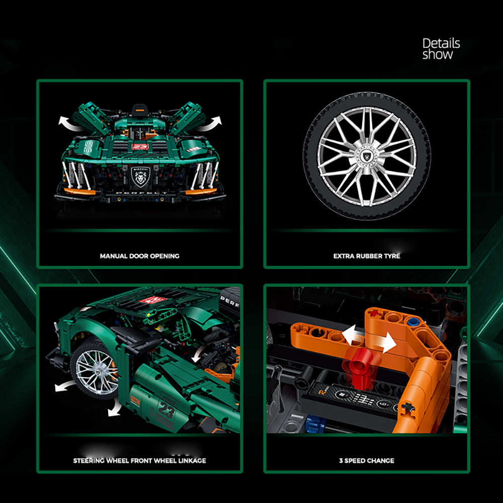 Technik Auto für Peugeot 9X8 Hypercar, 3740+ Teile Technik Auto Ferngesteuert Auto mit Ieds Sportwagen Modellbau Custom Bausteine Kompatibel mit Lego Technik Auto