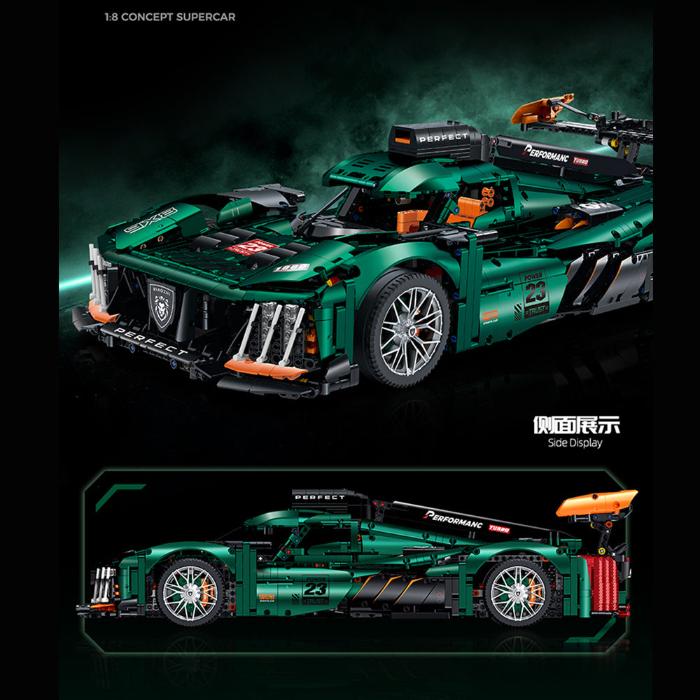 Technik Auto für Peugeot 9X8 Hypercar, 3740+ Teile Technik Auto Ferngesteuert Auto mit Ieds Sportwagen Modellbau Custom Bausteine Kompatibel mit Lego Technik Auto