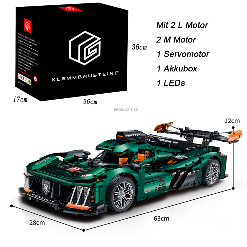 Technik Auto für Peugeot 9X8 Hypercar, 3740+ Teile Technik Auto Ferngesteuert Auto mit Ieds Sportwagen Modellbau Custom Bausteine Kompatibel mit Lego Technik Auto