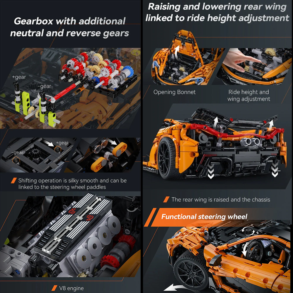 Technik Auto für Mclaren P1 GTR, C61513W, 3617 Teile Technik Sportwagen Motorisierte Modell, Technik Ferngesteuert Auto Custom Bausteine Kompatibel mit Lego Technik