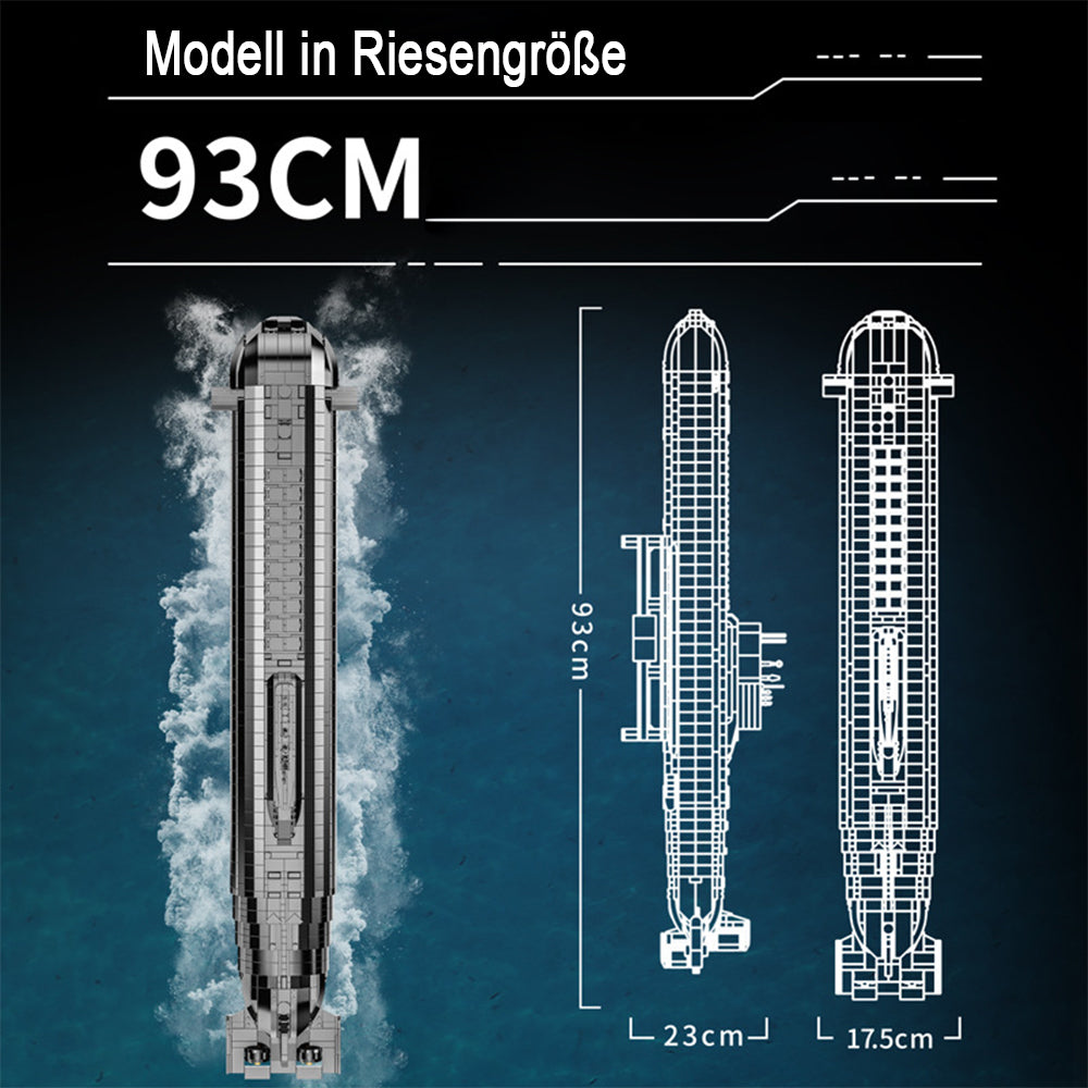 Technik Atom-U-Boot 93CM, 4470+ Teile Technik Groß Atom U-Boot, Technik Militär U Boot Bausatz MOC KIemmbausteine Set für Kinder Erwachsene