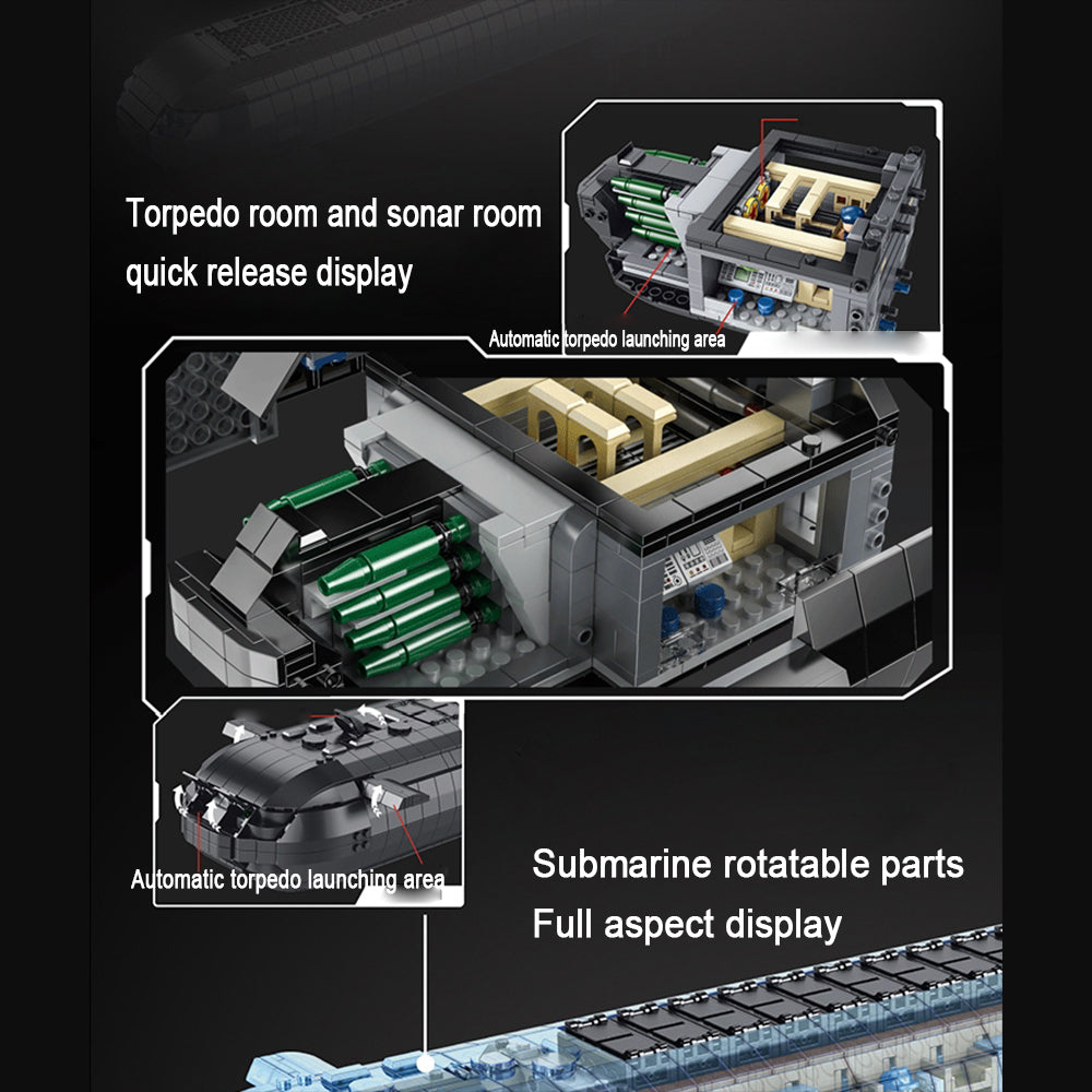 Technik Atom-U-Boot 93CM, 4470+ Teile Technik Groß Atom U-Boot, Technik Militär U Boot Bausatz MOC KIemmbausteine Set für Kinder Erwachsene
