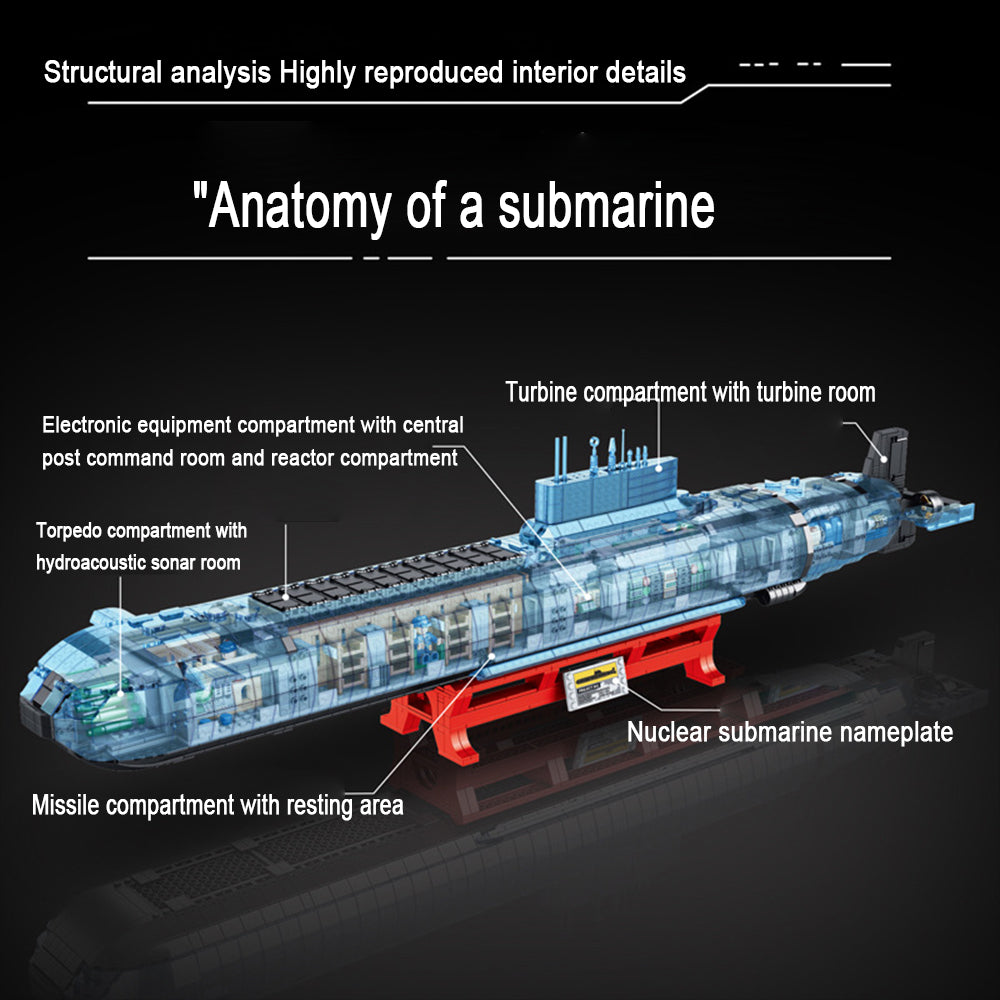 Technik Atom-U-Boot 93CM, 4470+ Teile Technik Groß Atom U-Boot, Technik Militär U Boot Bausatz MOC KIemmbausteine Set für Kinder Erwachsene