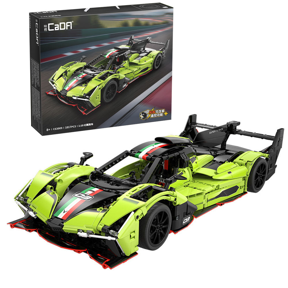 Technik Auto CADA C63009W Rennwagen, 1:10 Technik Auto mit M0T0R, Technik Supercar Auto Bausatz MOC Auto KIemmbausteine Kompatibel mit Iego Technik Auto