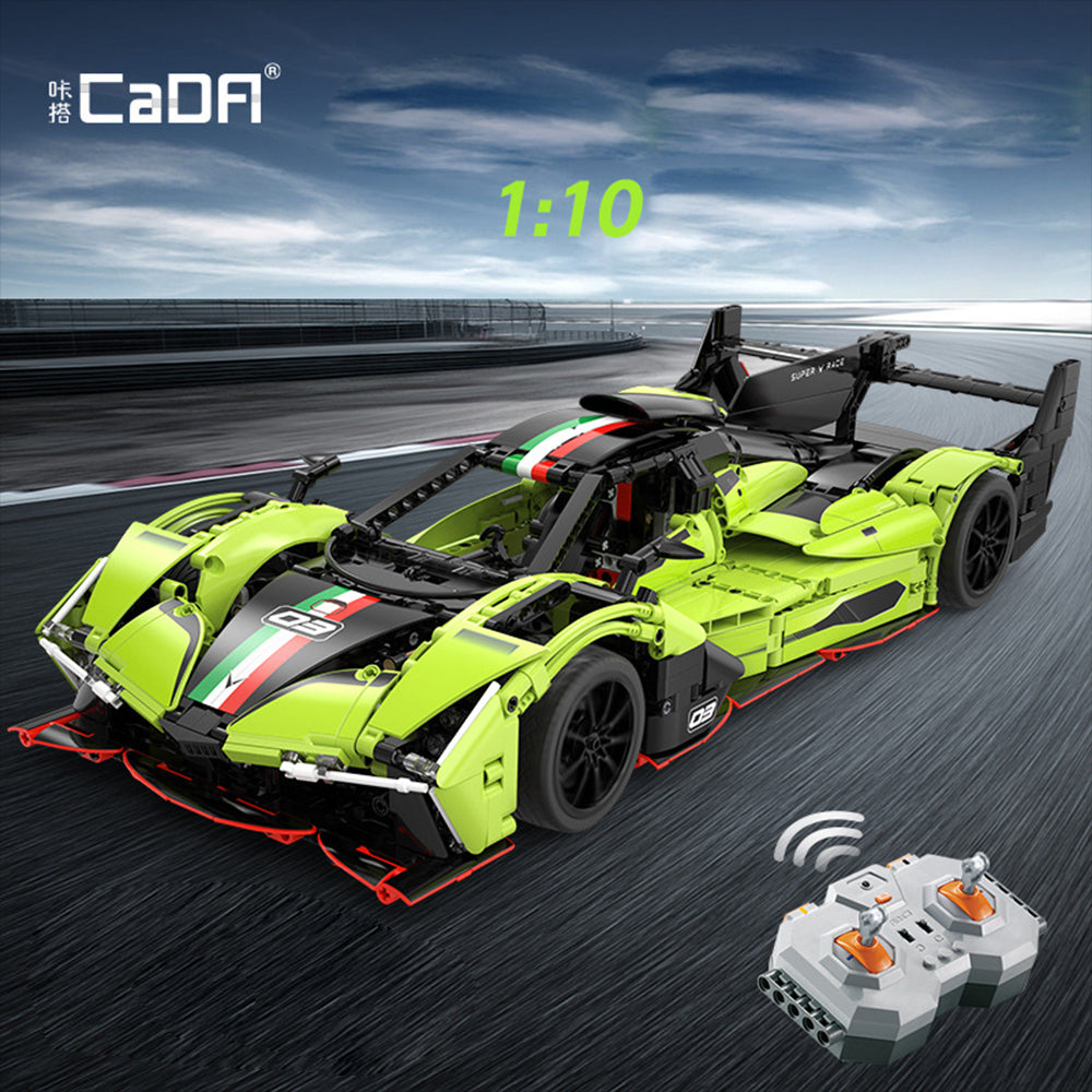 Technik Auto CADA C63009W Rennwagen, 1:10 Technik Auto mit M0T0R, Technik Supercar Auto Bausatz MOC Auto KIemmbausteine Kompatibel mit Iego Technik Auto