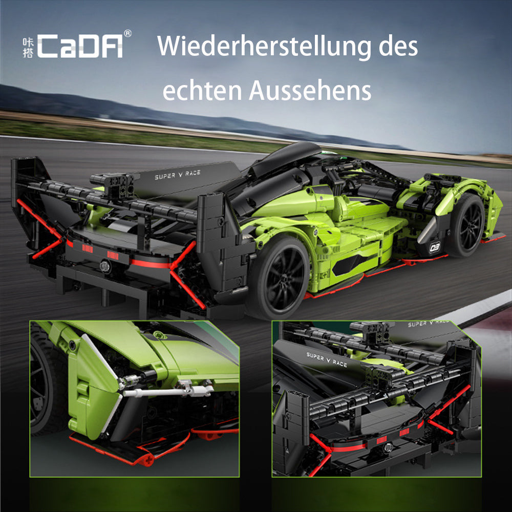 Technik Auto CADA C63009W Rennwagen, 1:10 Technik Auto mit M0T0R, Technik Supercar Auto Bausatz MOC Auto KIemmbausteine Kompatibel mit Iego Technik Auto