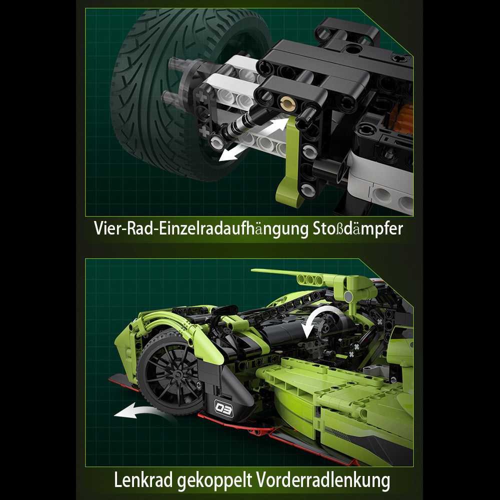Technik Auto CADA C63009W Rennwagen, 1:10 Technik Auto mit M0T0R, Technik Supercar Auto Bausatz MOC Auto KIemmbausteine Kompatibel mit Iego Technik Auto