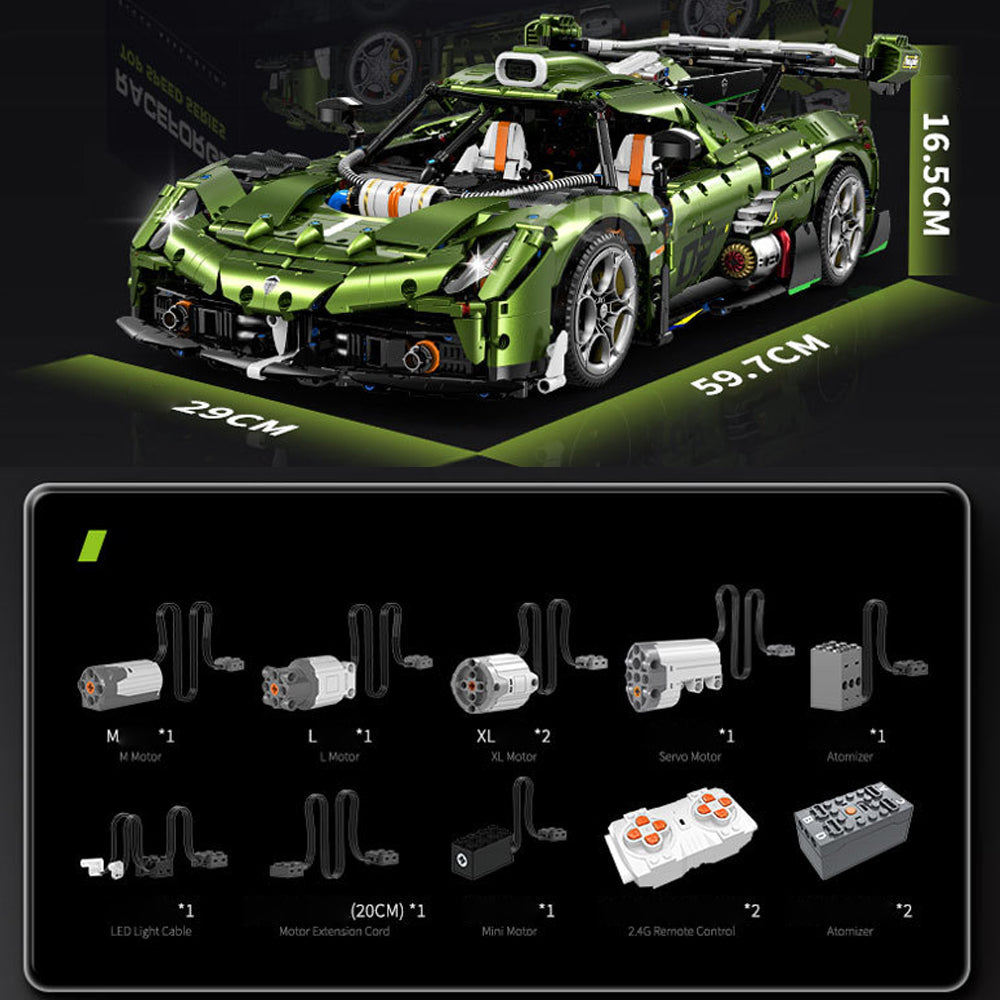 Technik Auto für Koenigseg Jesko Superauto, 1:8 Groß Auto mit 5 Motoren Set, Technik Auto ModeII Bausatz, 3830 TeiIe MOC Supercar ModeII, Kompatibel mit Iego Technik Koenigseg