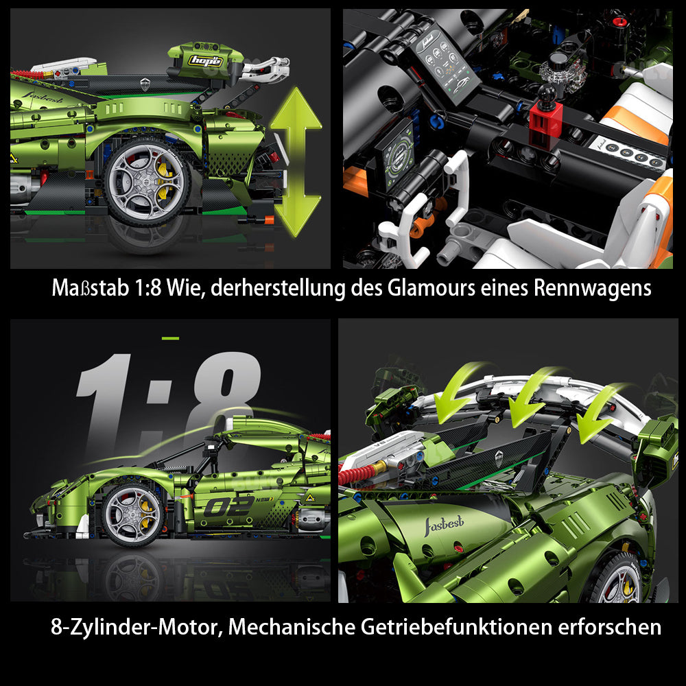 Technik Auto für Koenigseg Jesko Superauto, 1:8 Groß Auto mit 5 Motoren Set, Technik Auto ModeII Bausatz, 3830 TeiIe MOC Supercar ModeII, Kompatibel mit Iego Technik Koenigseg