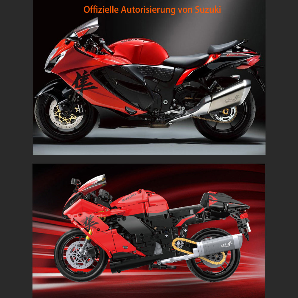 Technik Motorrad für CADA C64051W Suzuki Supermotorrad, Technik Rennauto KIemmbausteine, Maßstab 1: 6 Modell, 1043 Teile C64051 SUZUKI Motorrad Bausatz