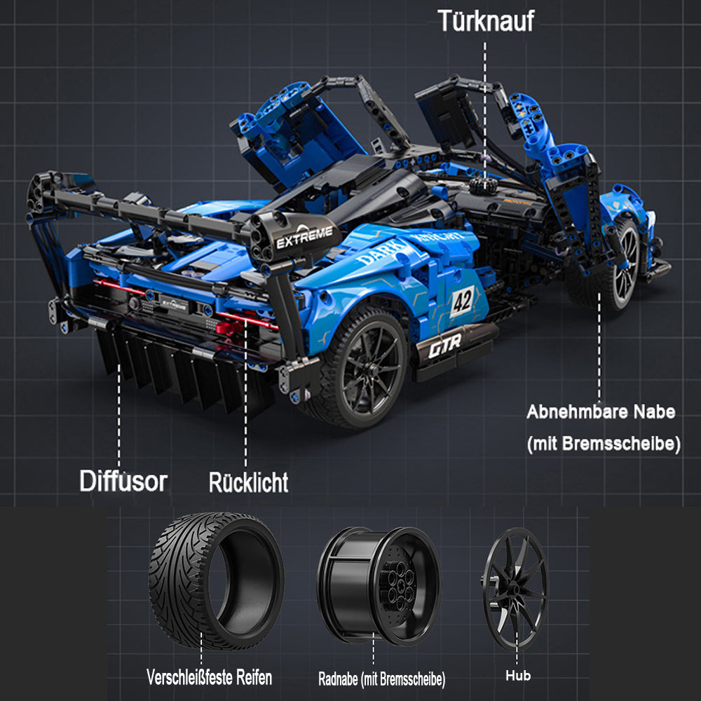 Technik Auto für Mclaren Senna GTR Rennwagen, 2080+ Teile Technik GTR Auto, Technik Rennauto Bausatz MOC 1: 10 KIemmbausteine
