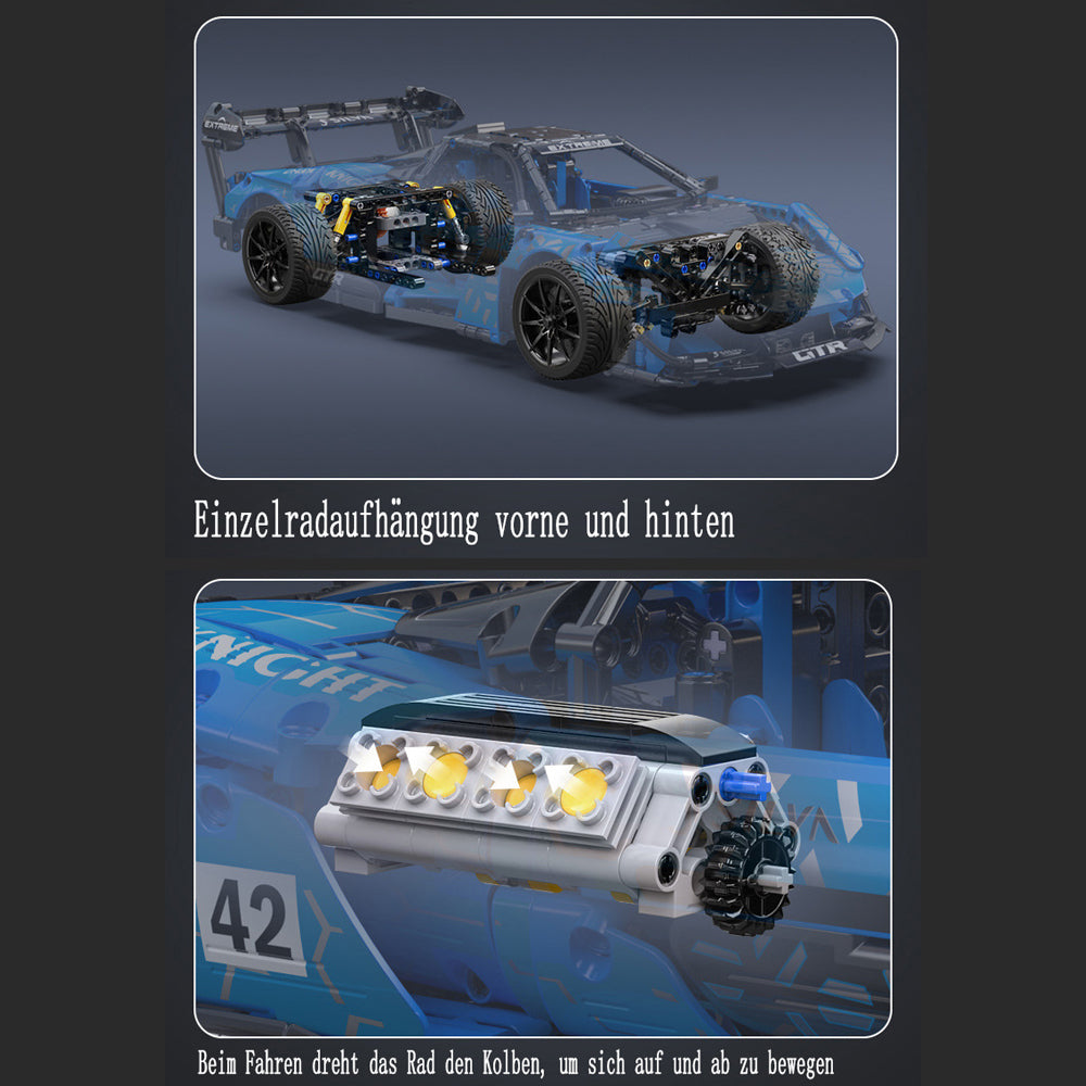 Technik Auto für Mclaren Senna GTR Rennwagen, 2080+ Teile Technik GTR Auto, Technik Rennauto Bausatz MOC 1: 10 KIemmbausteine