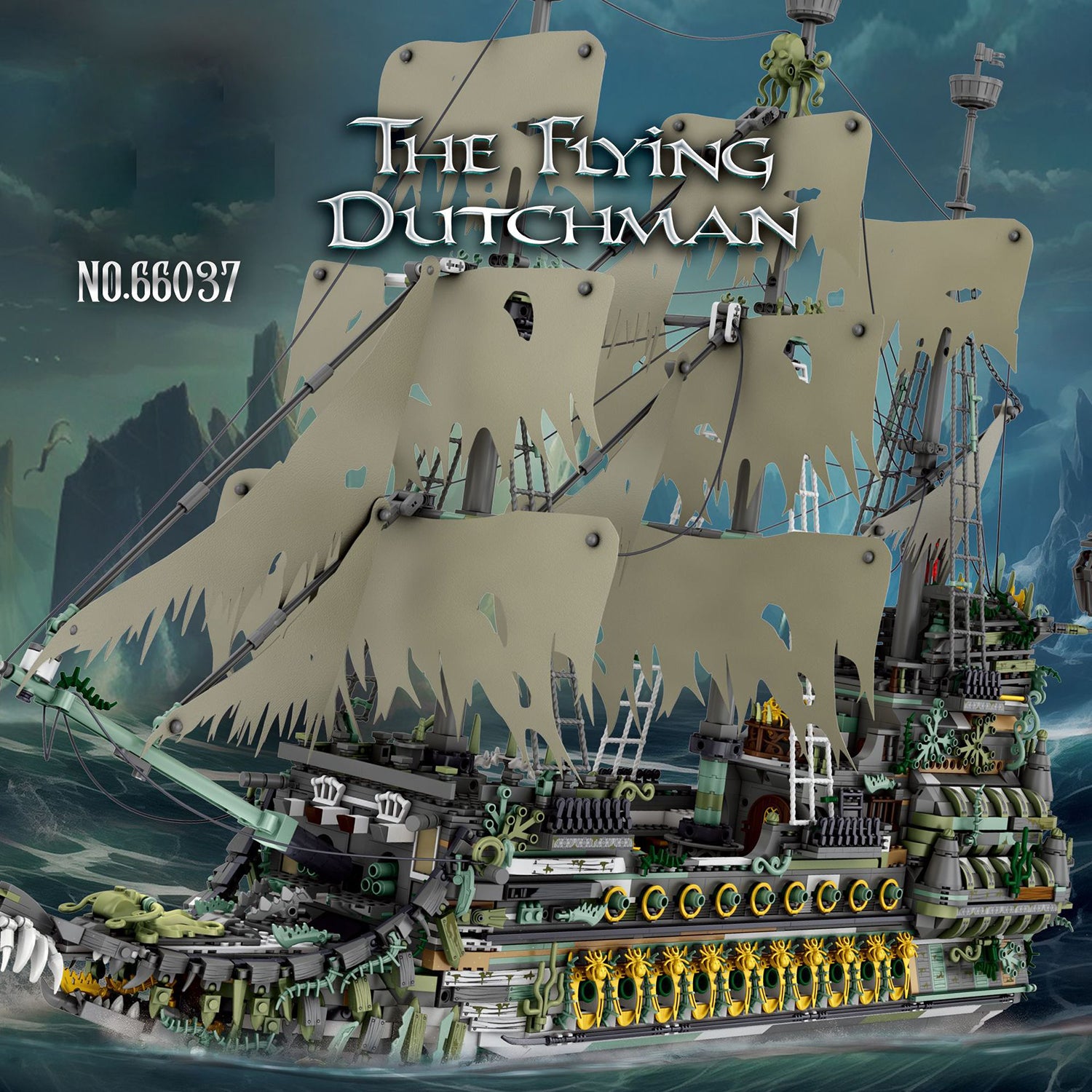 Piratenschiff 66037, Piraten Schiff Modell, 5860+ Teile Segelschiff Modell Piratenschiff groß Modelbau Schiff Klemmbausteine 66037 Modell