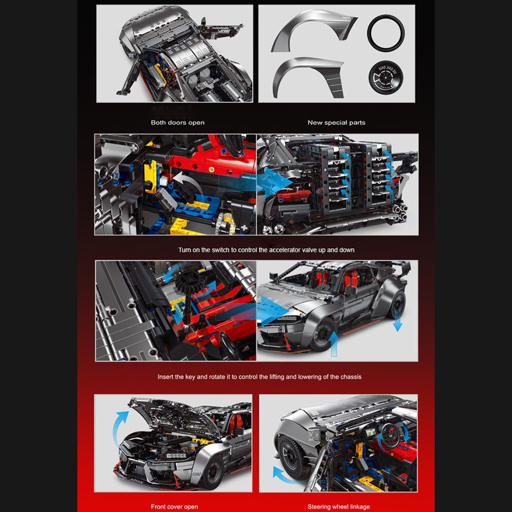 Technik Auto für TOYOTA SUPERA Rennwagen, 4399+ Teile Technik Auto, Technik Rennauto Bausatz MOC Auto 1: 8 KIemmbausteine
