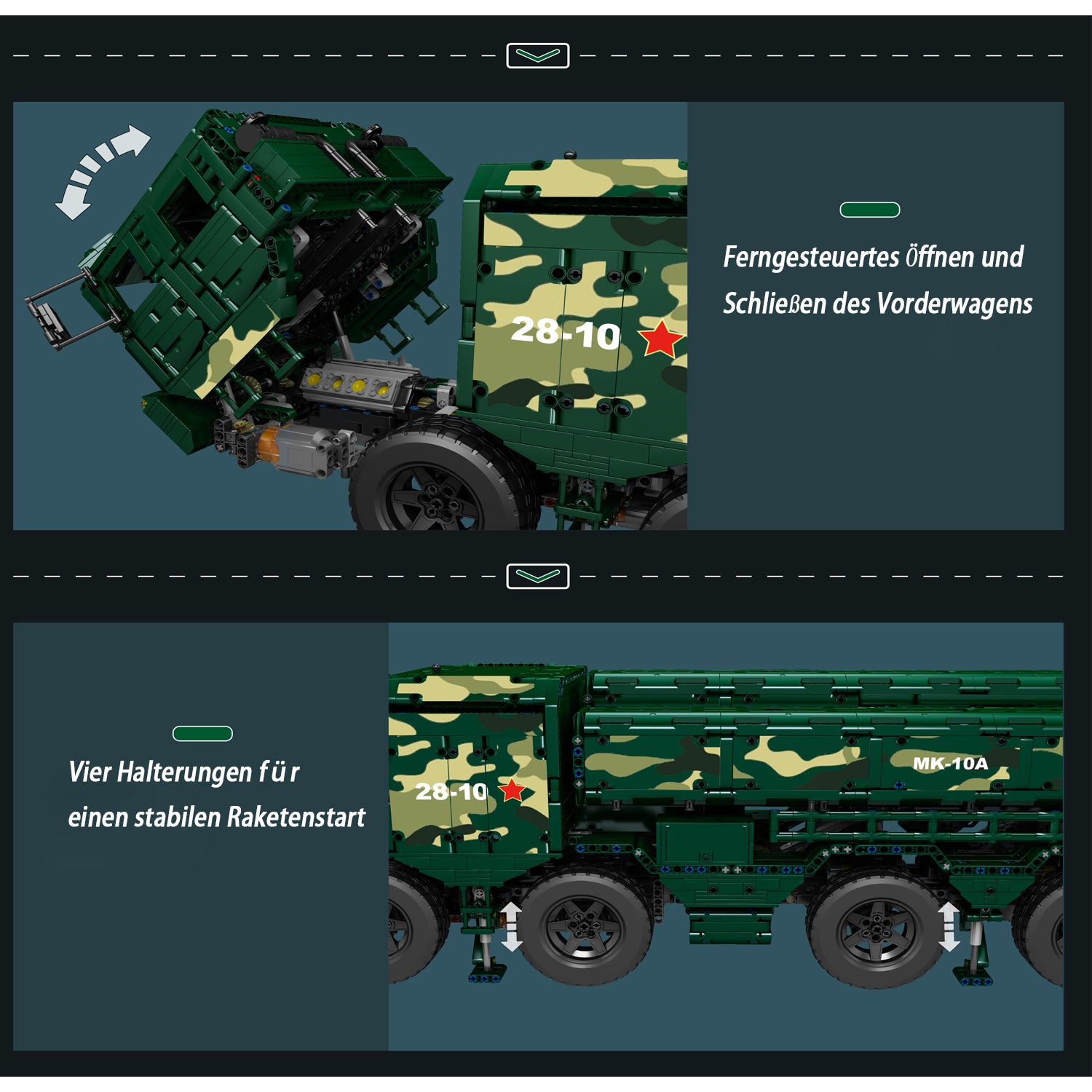 Technik Militär LKW, Technik Panzer Ferngesteuert, MK 20008 Technik Panzerfahrzeug, Technik Tank Ferngesteuert Bausatz Kompatibel mit Lego Technik