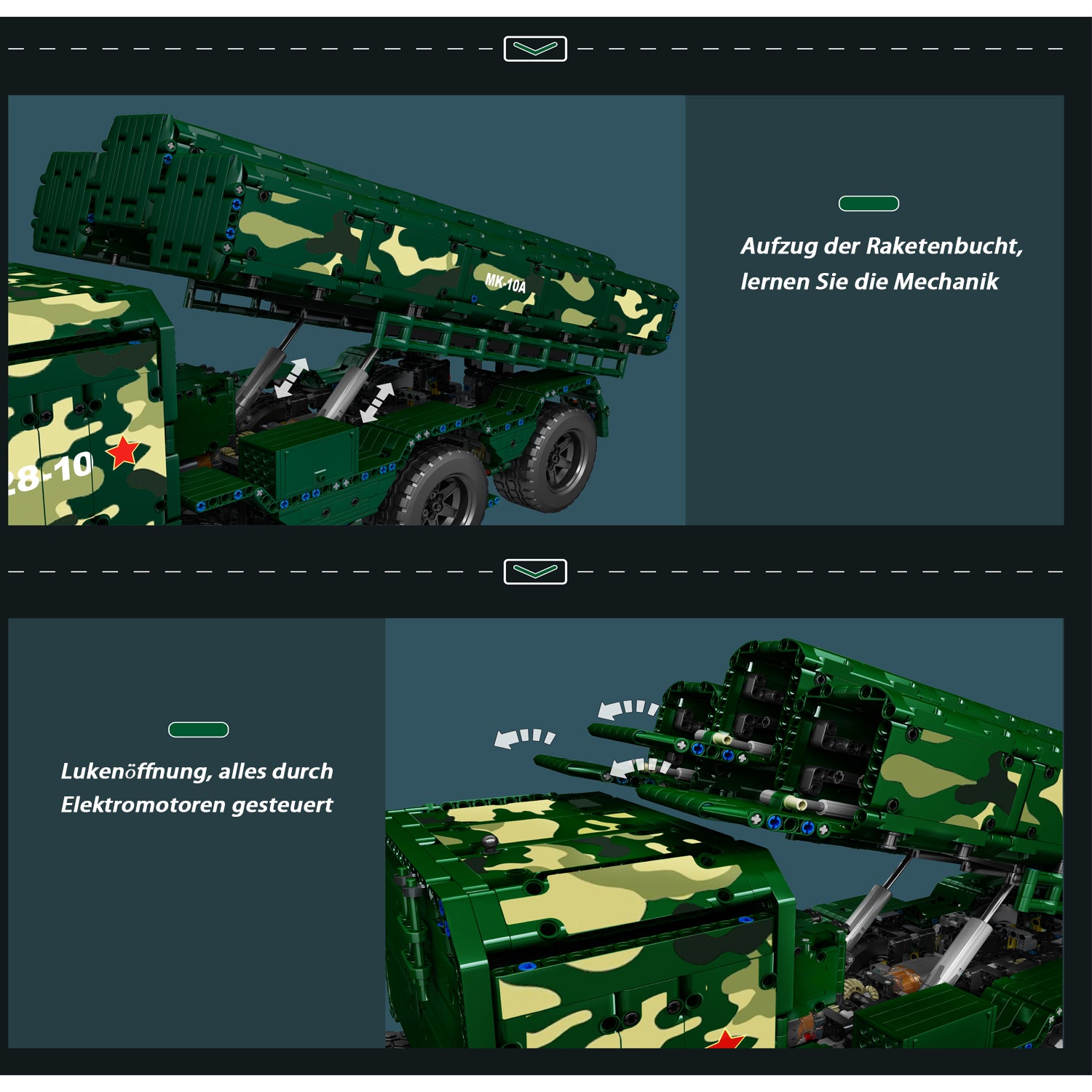 Technik Militär LKW, Technik Panzer Ferngesteuert, MK 20008 Technik Panzerfahrzeug, Technik Tank Ferngesteuert Bausatz Kompatibel mit Lego Technik