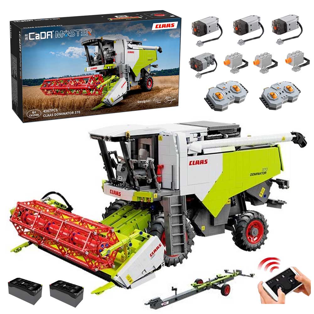CADA C61508W Technik Mähdrescher für CLAAS Dominator 370 Traktor, 4560+ Teile Technik 1:17 Groß Harvester mit Motoren Set, Technik Traktor Bausatz MOC KIemmbausteine Set für Kinder Erwachsene