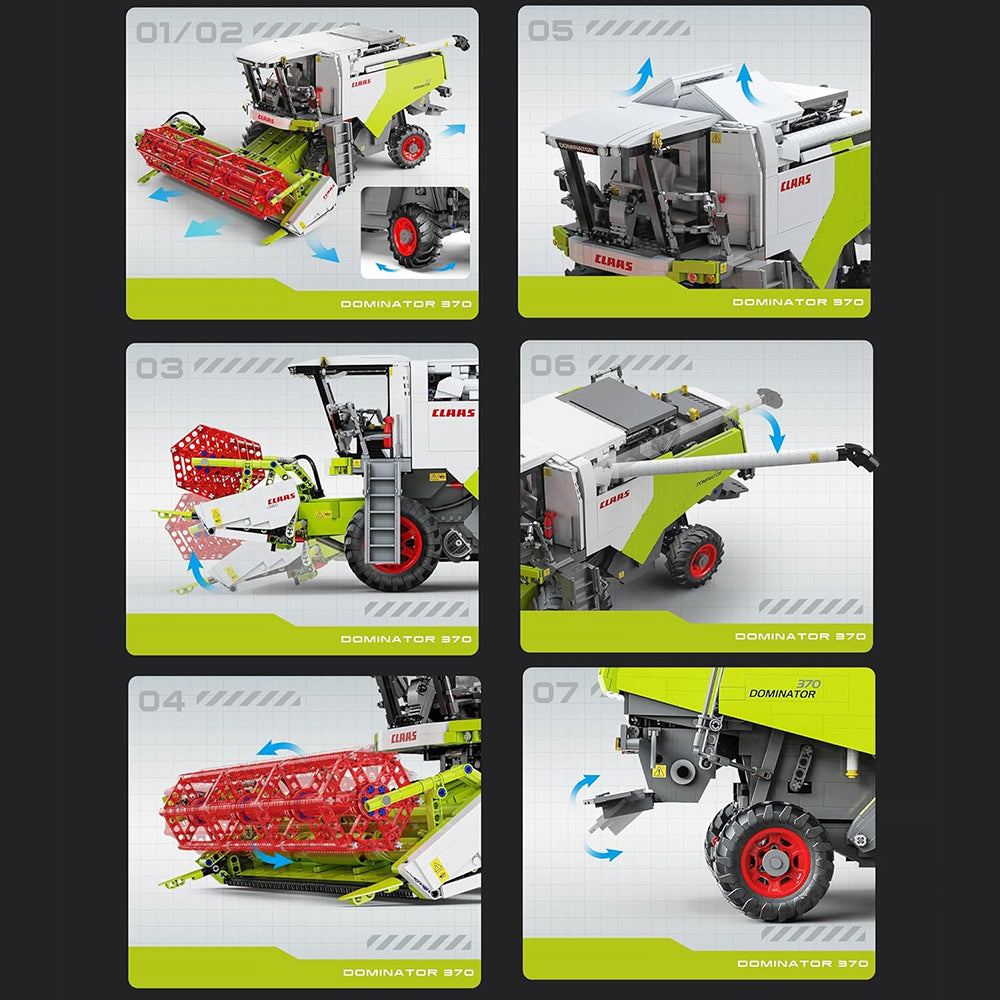 CADA C61508W Technik Mähdrescher für CLAAS Dominator 370 Traktor, 4560+ Teile Technik 1:17 Groß Harvester mit Motoren Set, Technik Traktor Bausatz MOC KIemmbausteine Set für Kinder Erwachsene