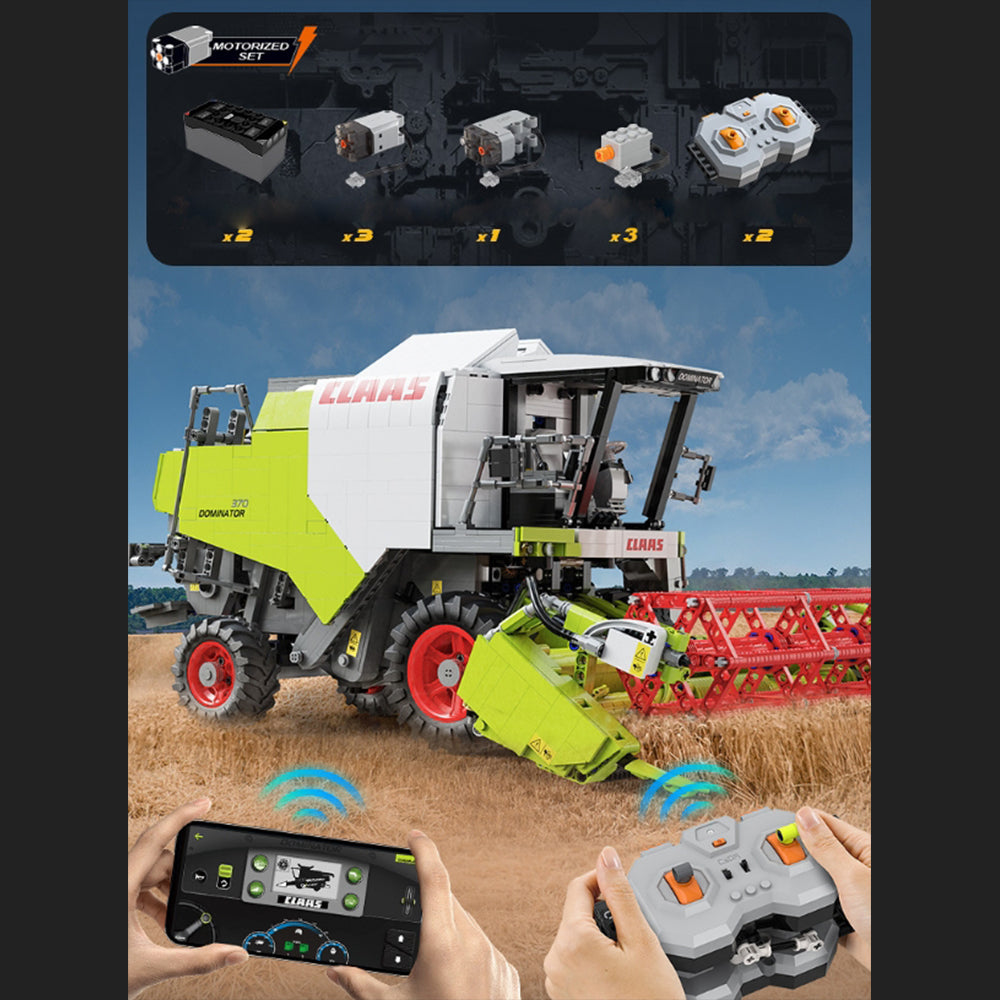 CADA C61508W Technik Mähdrescher für CLAAS Dominator 370 Traktor, 4560+ Teile Technik 1:17 Groß Harvester mit Motoren Set, Technik Traktor Bausatz MOC KIemmbausteine Set für Kinder Erwachsene