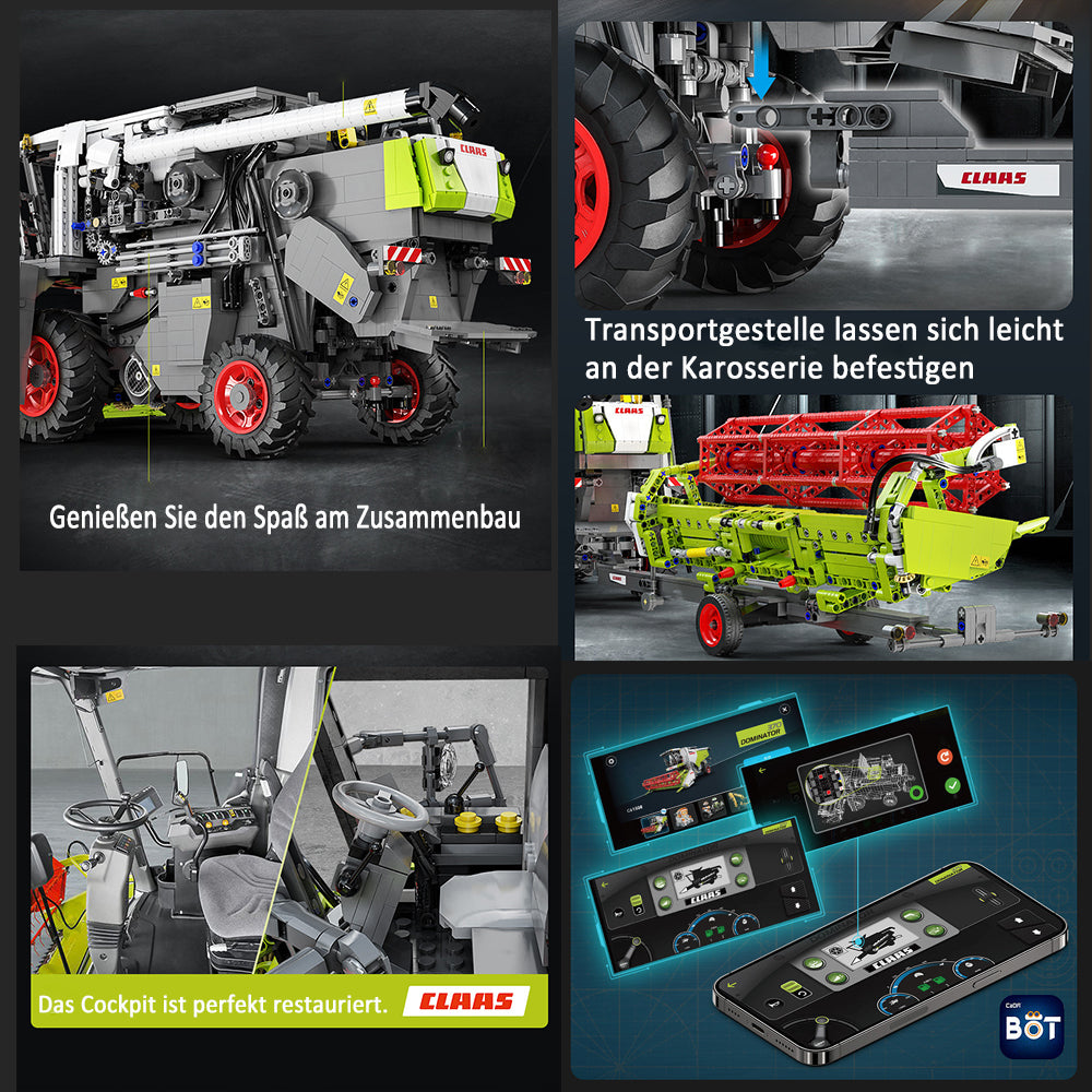 CADA C61508W Technik Mähdrescher für CLAAS Dominator 370 Traktor, 4560+ Teile Technik 1:17 Groß Harvester mit Motoren Set, Technik Traktor Bausatz MOC KIemmbausteine Set für Kinder Erwachsene