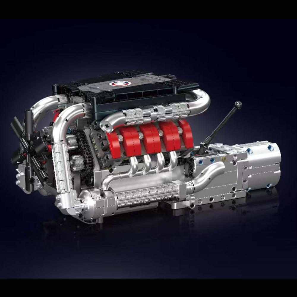 Technik V8 Motor mit Transmission Set, 1169 Teile Technic Klemmbausteine Bausatz Enthält Motor und Batteriekasten V8-Motor