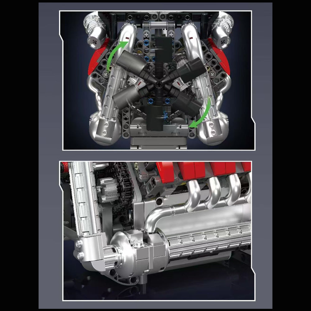 Technik V8 Motor mit Transmission Set, 1169 Teile Technic Klemmbausteine Bausatz Enthält Motor und Batteriekasten V8-Motor