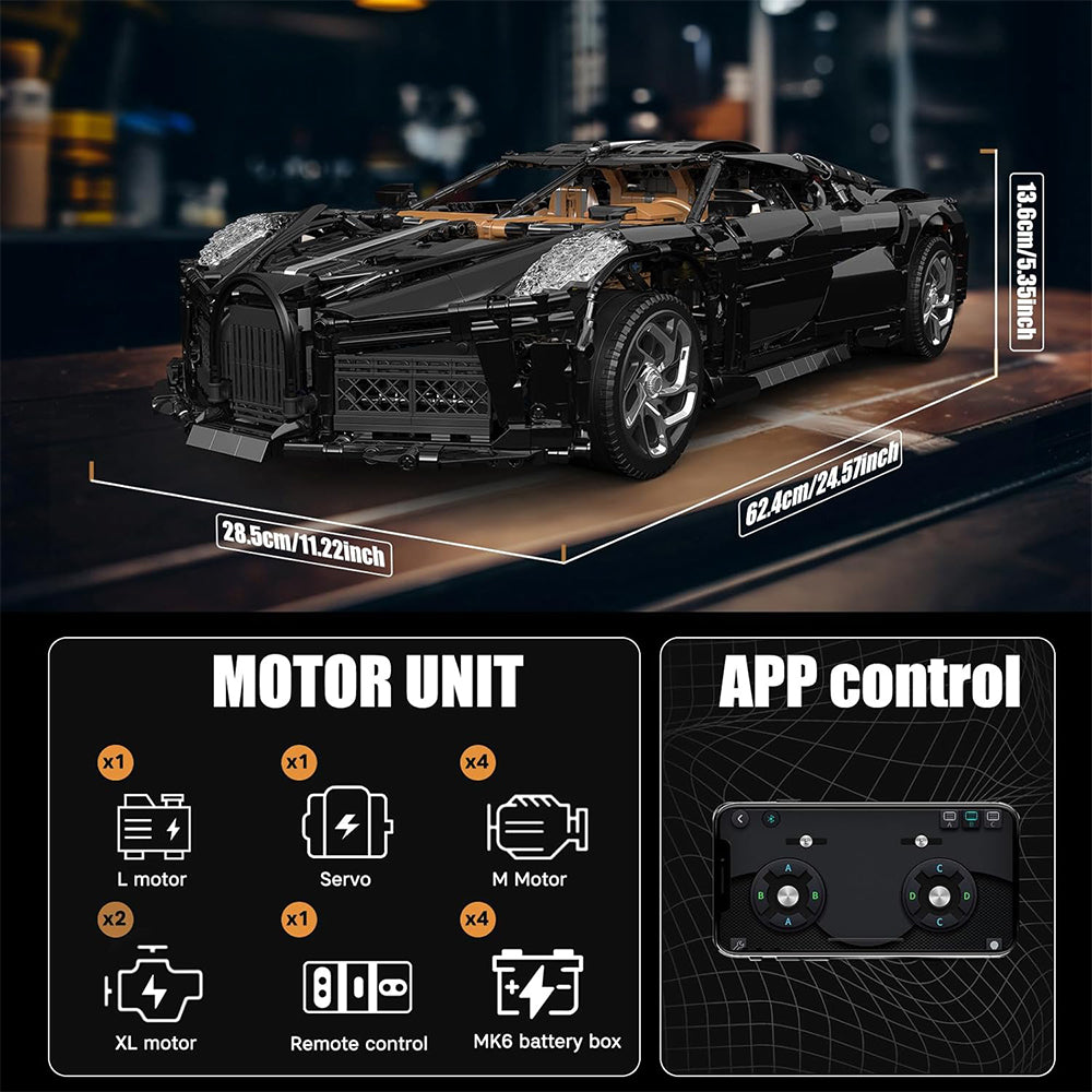 Bugatti Chiron, Mould King 13163 MOC Auto KIemmbausteine (3599 Teile)