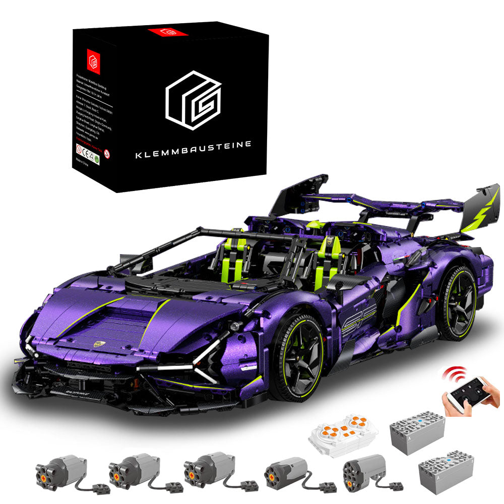 Technik Auto für Lambo Sian, 1:8 Technik Auto mit 5 M0T0R, Technik Supercar Auto mit Ieds Bausatz MOC Auto KIemmbausteine
