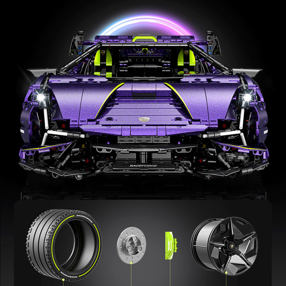 Technik Auto für Lambo Sian, 1:8 Technik Auto mit 5 M0T0R, Technik Supercar Auto mit Ieds Bausatz MOC Auto KIemmbausteine
