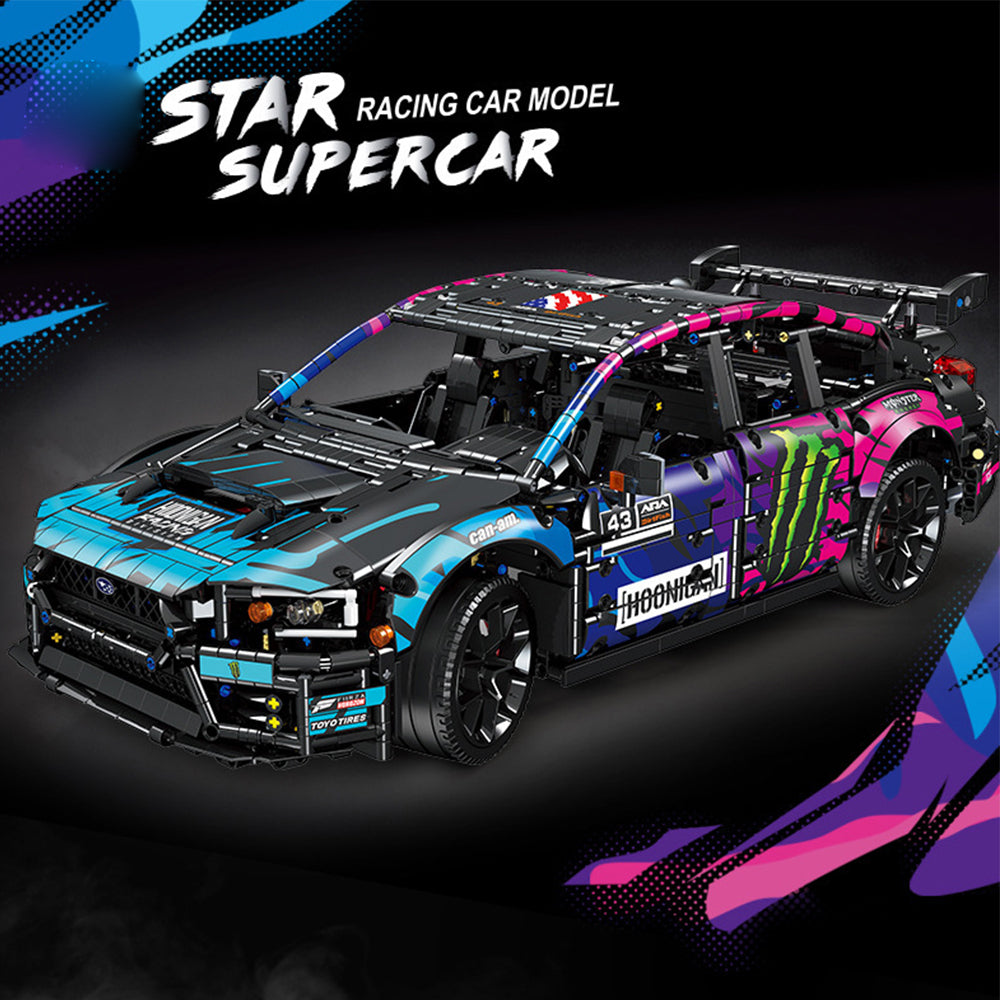 Technik Auto für SUBARU WRX STI Rennauto, 1:8 Groß Auto Modellbausatz, 2978 Teile Klemmbausteine Auto MOC WRX Rennwagen Bausatz