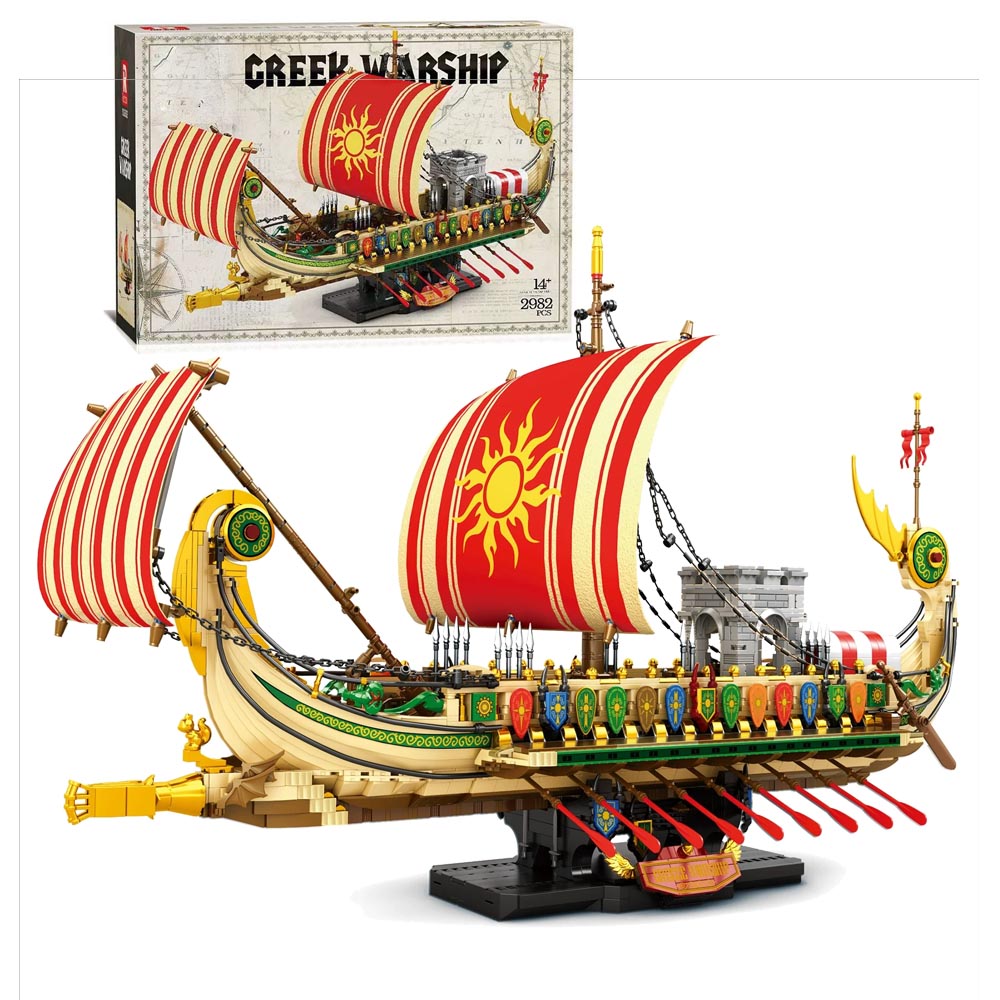 Trireme Schiff Modell, GREEK WARSHIP 2982+ Teile Segelschiff Modell groß Modelbau Schiff Klemmbausteine 66102 Modell