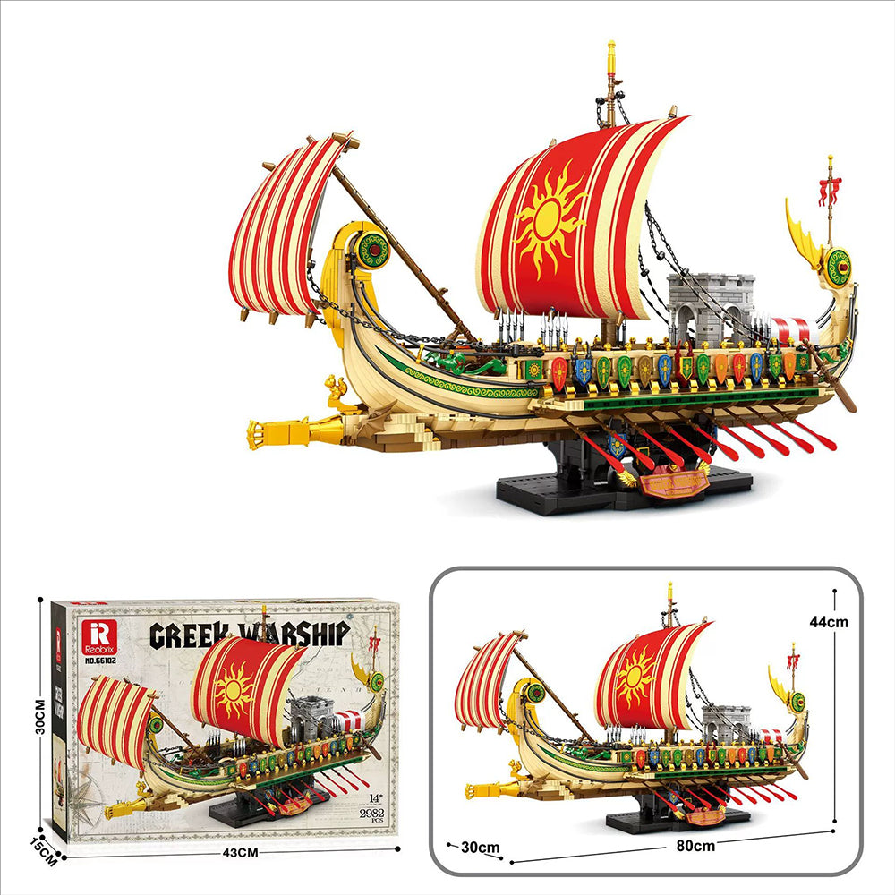 Trireme Schiff Modell, GREEK WARSHIP 2982+ Teile Segelschiff Modell groß Modelbau Schiff Klemmbausteine 66102 Modell