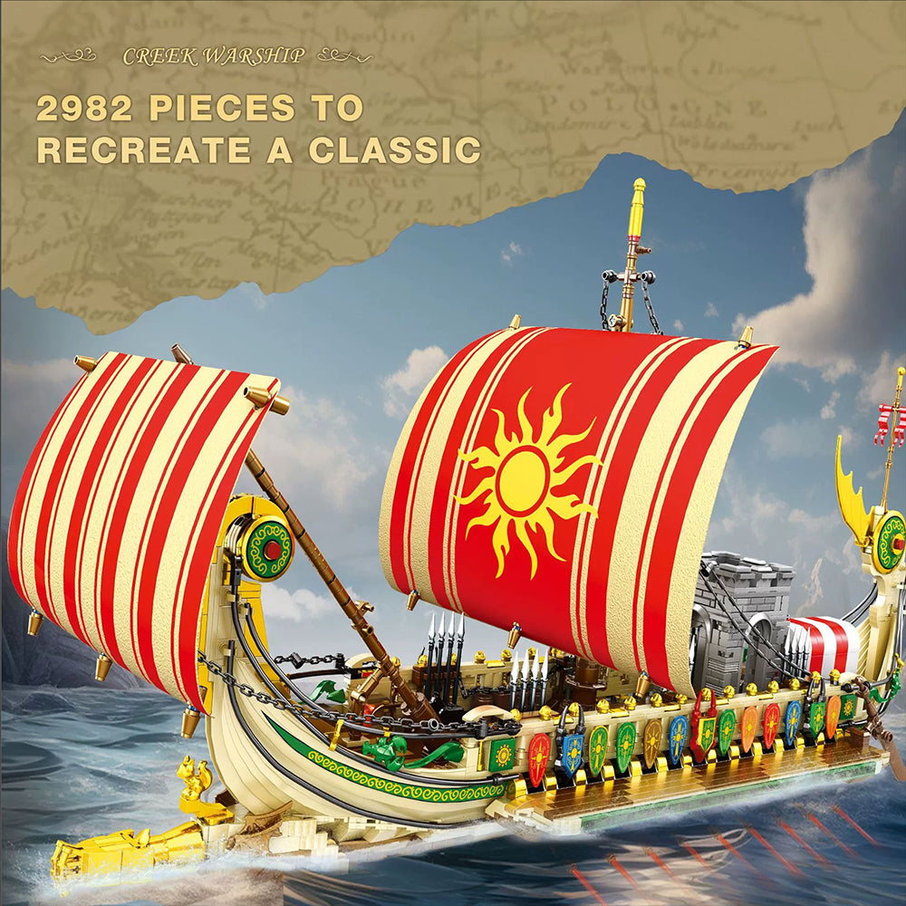Trireme Schiff Modell, GREEK WARSHIP 2982+ Teile Segelschiff Modell groß Modelbau Schiff Klemmbausteine 66102 Modell