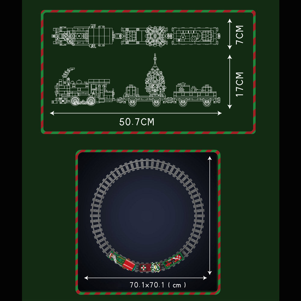 Mould King 12039 Festlicher Weihnachtszug Ferngesteuert Weihnachten Bausteine Bausatz, 922 Teile Elektrischer Weihnachtszug mit Schienen Mit Lautsprecher Klemmbausteine Bausatz