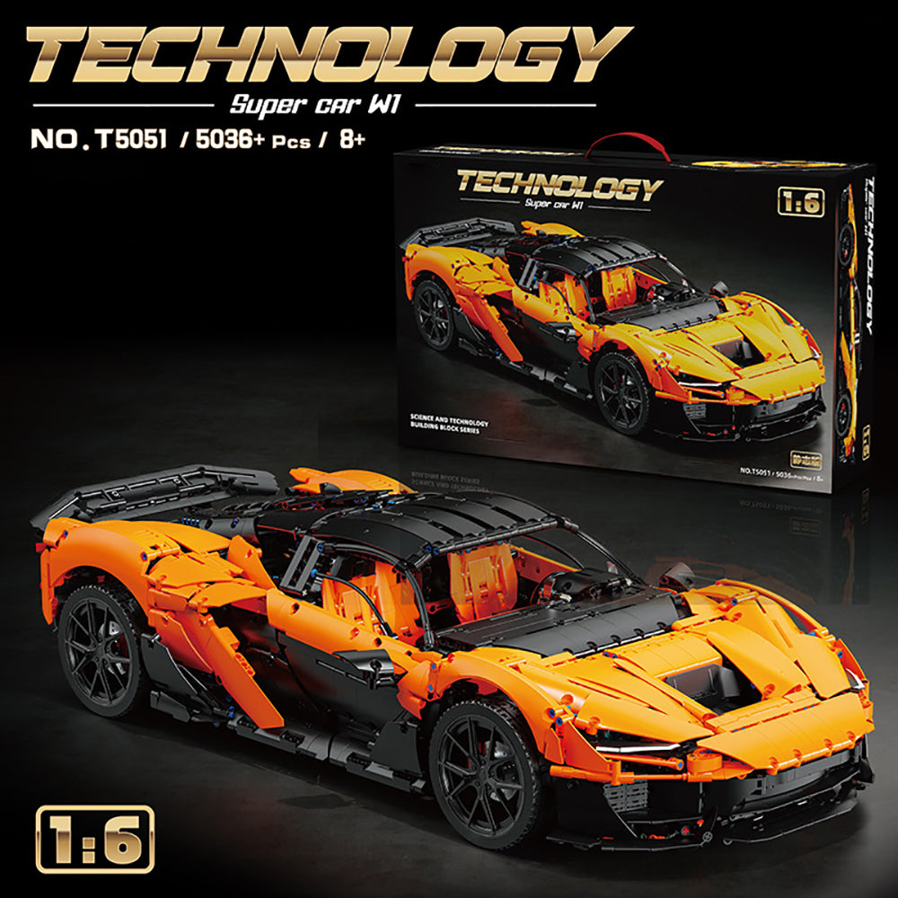 Technik Auto für Mclaren W1 Hypercar, T-5051 Technik Rennauto, Maßstab 1: 6 Modell, 5070 Teile Bausatz, Mit Originalverpackung