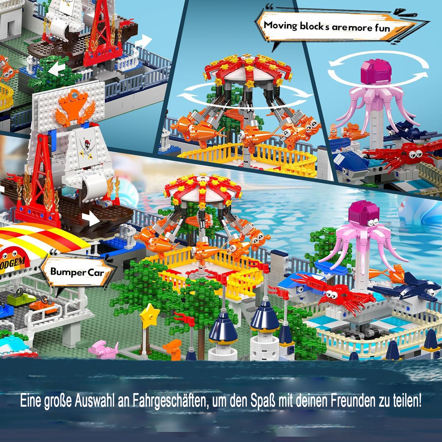 Mould King 11022 MOC Großer Spielplatz, 5220 Teile Technik Spiel Platz Mit Motoren Set Klemmbausteine