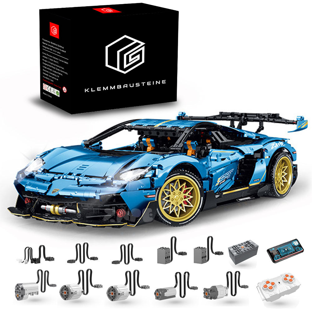 Technik Auto 1: 8 für Lamborghini Aventador SVJ Supercar, Technik Auto mit 5 Motoren Technik Auto Bausatz MOC Auto KIemmbausteine für Lambo SVJ Technik Auto