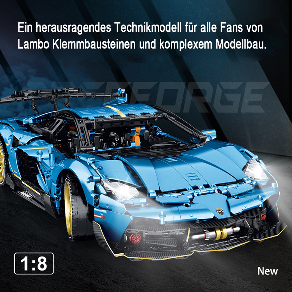 Technik Auto 1: 8 für Lamborghini Aventador SVJ Supercar, Technik Auto mit 5 Motoren Technik Auto Bausatz MOC Auto KIemmbausteine für Lambo SVJ Technik Auto