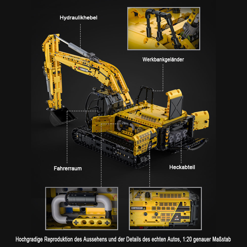 Technik LKW mit Technik Bagger Technik Anhänger, 8894 Teile Technik Truck mit Anhänger, Bagger Modellbau mit 11 Motoren Bauset Kompatibel mit Lego Technik LKW