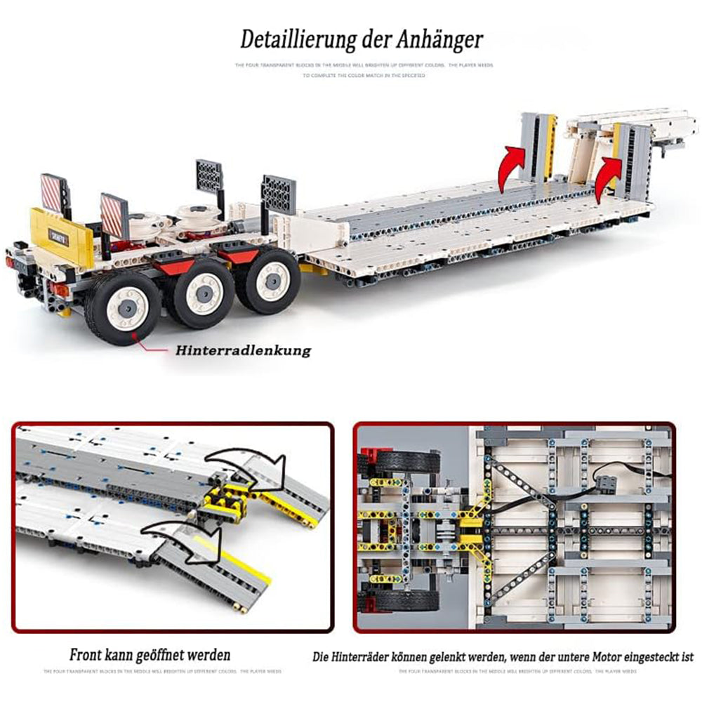 Technik LKW mit Technik Bagger Technik Anhänger, 6180 Teile Technik Truck mit Anhänger, Bagger Modellbau mit 7 Motoren Bauset Kompatibel mit Lego Technik LKW