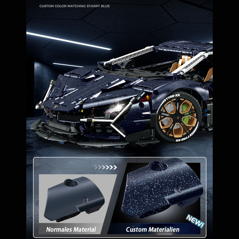Technik Auto für Lamborghini, 4100+ Teile Technik Auto Mit 5 Motor TechnikSportwagen Modellbau Custom Bausteine Kompatibel mit Technik Auto, 10624