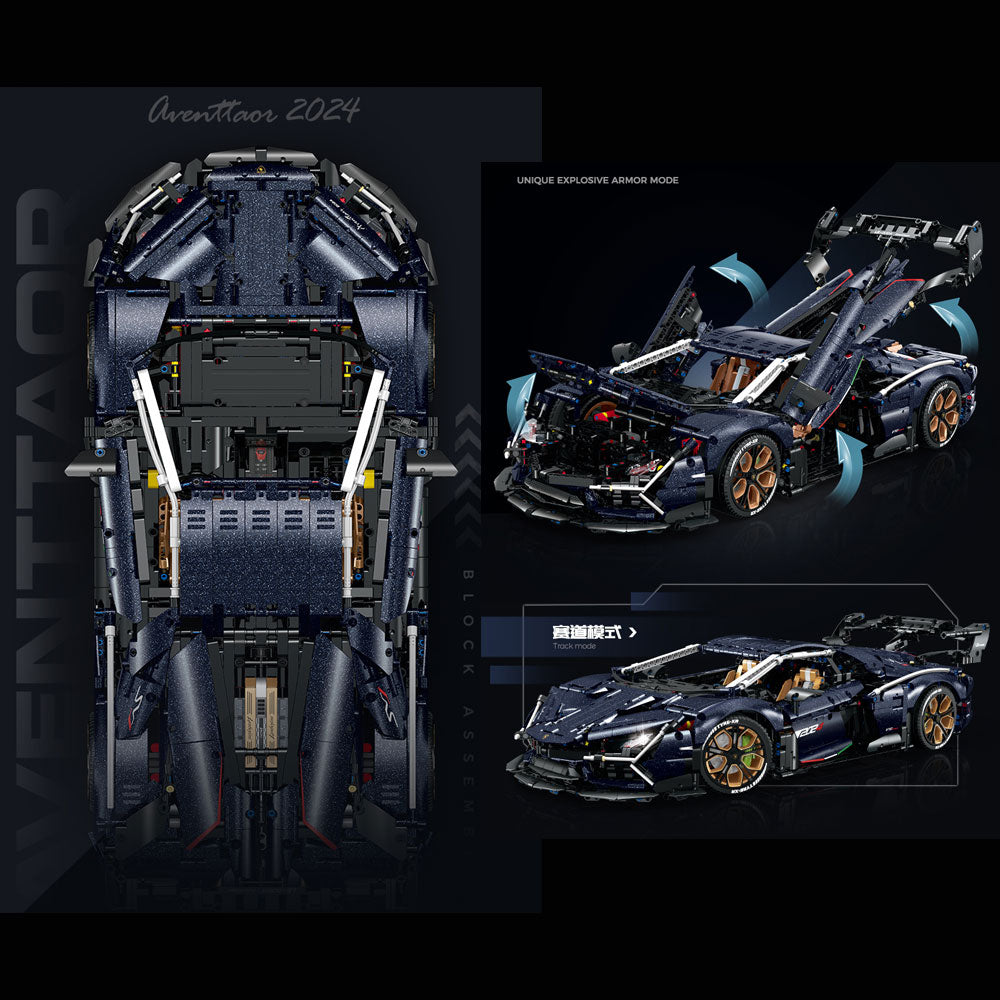 Technik Auto für Lamborghini, 4100+ Teile Technik Auto Mit 5 Motor TechnikSportwagen Modellbau Custom Bausteine Kompatibel mit Technik Auto, 10624