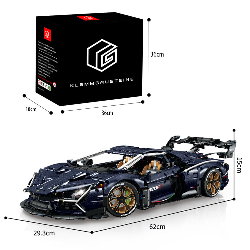 Technik Auto für Lamborghini, 4100+ Teile Technik Auto Mit 5 Motor TechnikSportwagen Modellbau Custom Bausteine Kompatibel mit Technik Auto, 10624