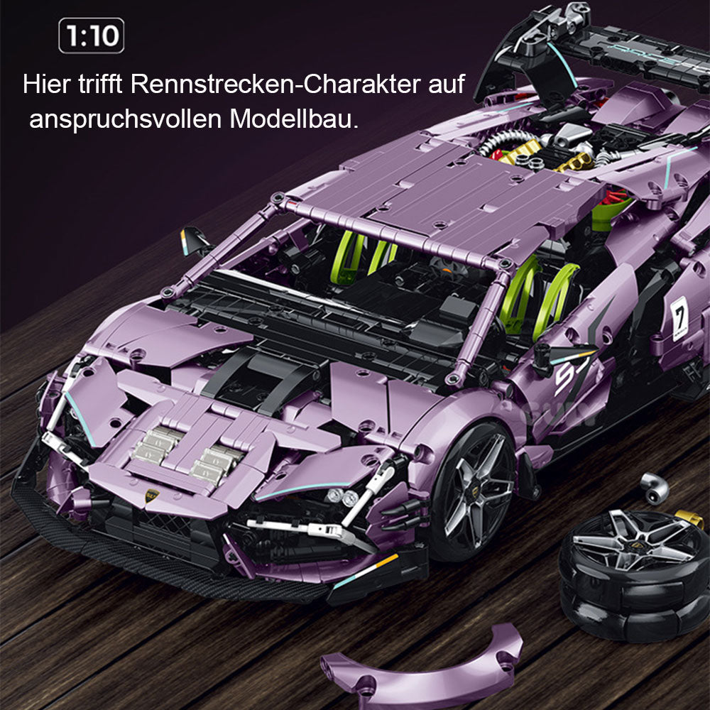 Technik Auto für Lamborghini Revuelto Hypercar, Technik Auto mit 6 Motoren Technik Auto Bausatz MOC Auto KIemmbausteine für Lamborghini Technik Auto, Originalverpackung