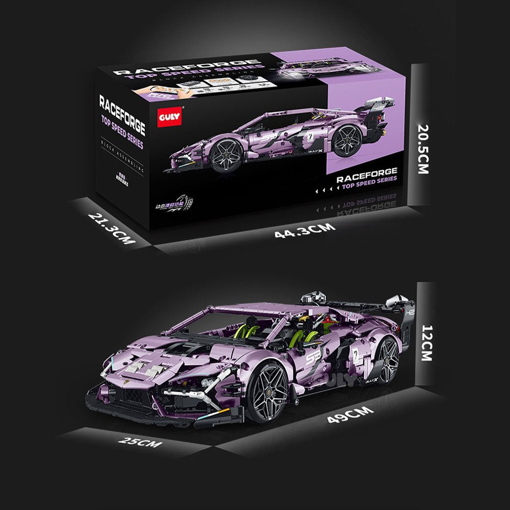 Technik Auto für Lamborghini Revuelto Hypercar, Technik Auto mit 6 Motoren Technik Auto Bausatz MOC Auto KIemmbausteine für Lamborghini Technik Auto, Originalverpackung