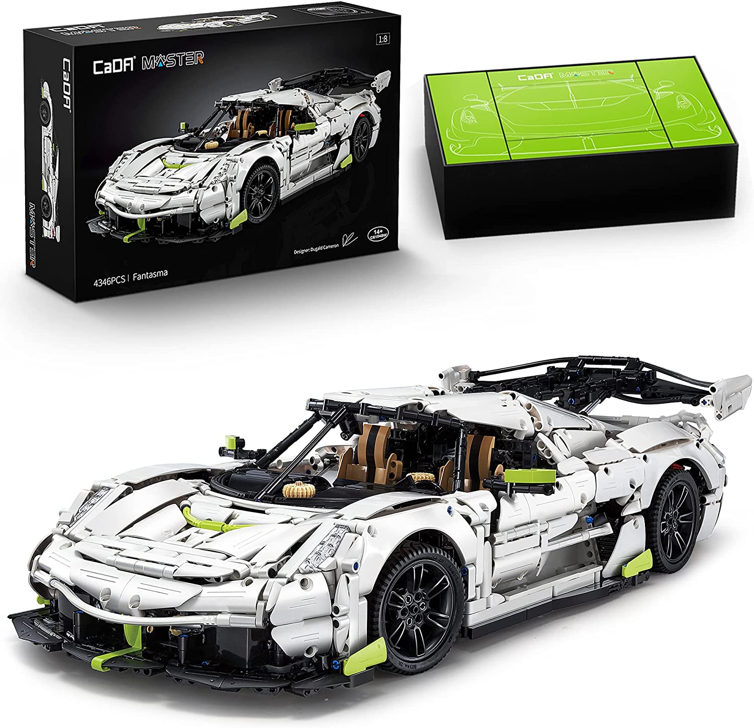 CaDA Master C61048W Koenigsegg Fantasma Technik Sportwagen, 1: 8 4346 Teile Technik Supercar Bausteine(Originalverpackung)