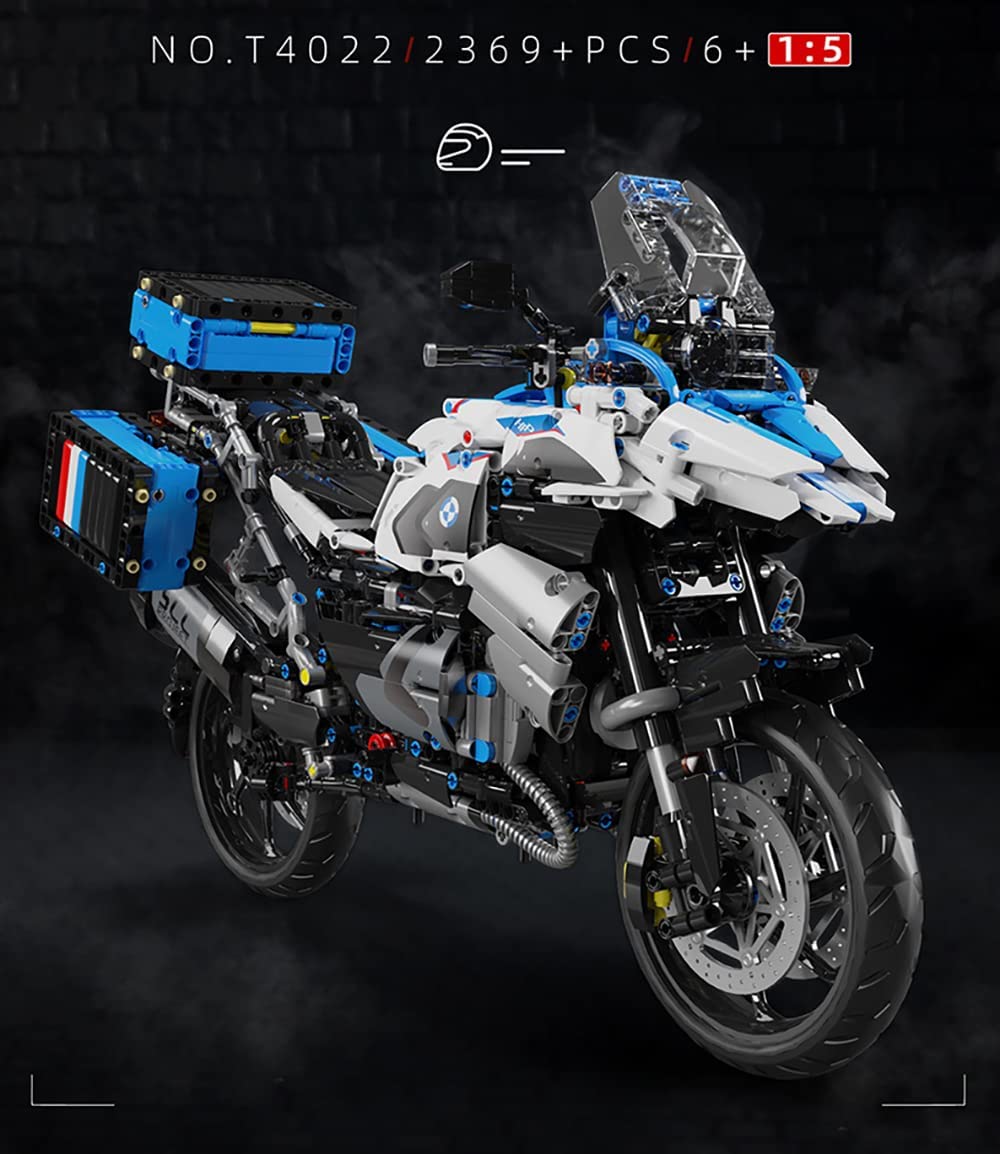 Technik Motorrad für BMW R 1250GS Modell, 2369 Teile Technic Motorrad Klemmbausteine kompatibel mit Lego Technik